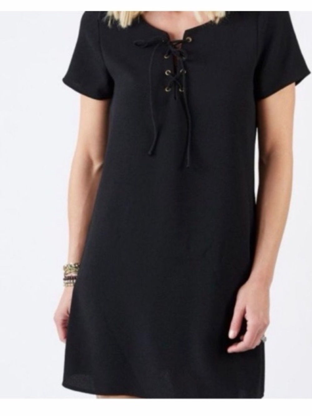 Everly Black‎ Lace Up Shift Dress NWT